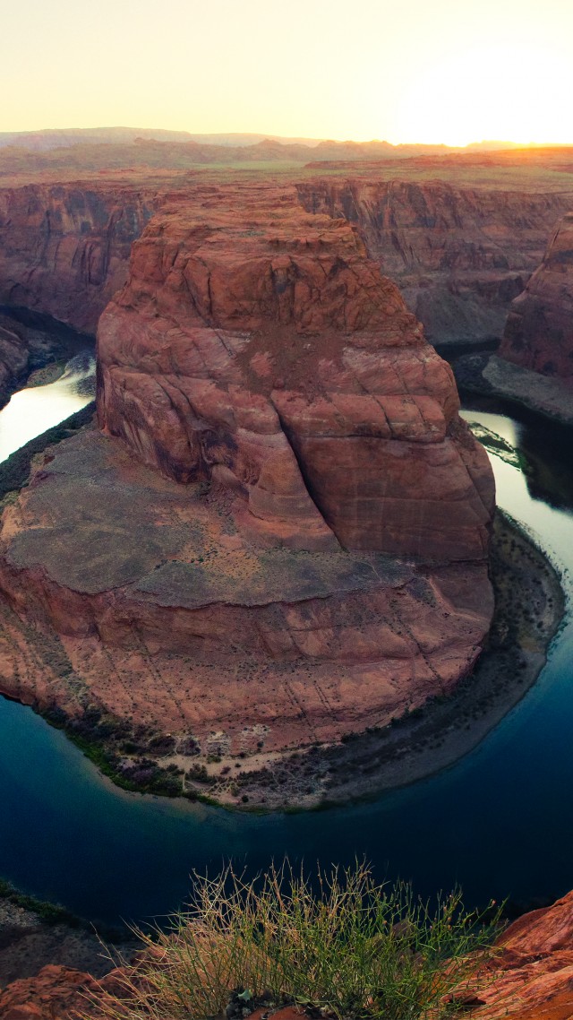 Horseshoe Bend, 4k, HD wallpaper, Paige, Arizona, lake, golden canyon, clear sky (vertical)