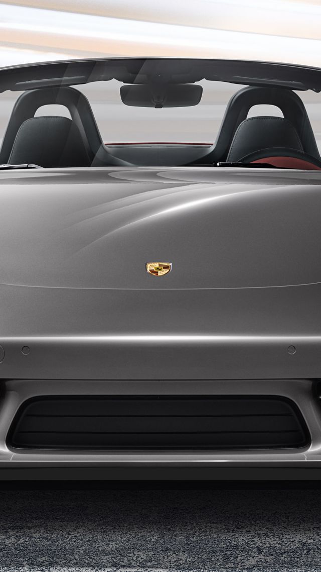 Porsche 718 Boxster, sports car, grey (vertical)