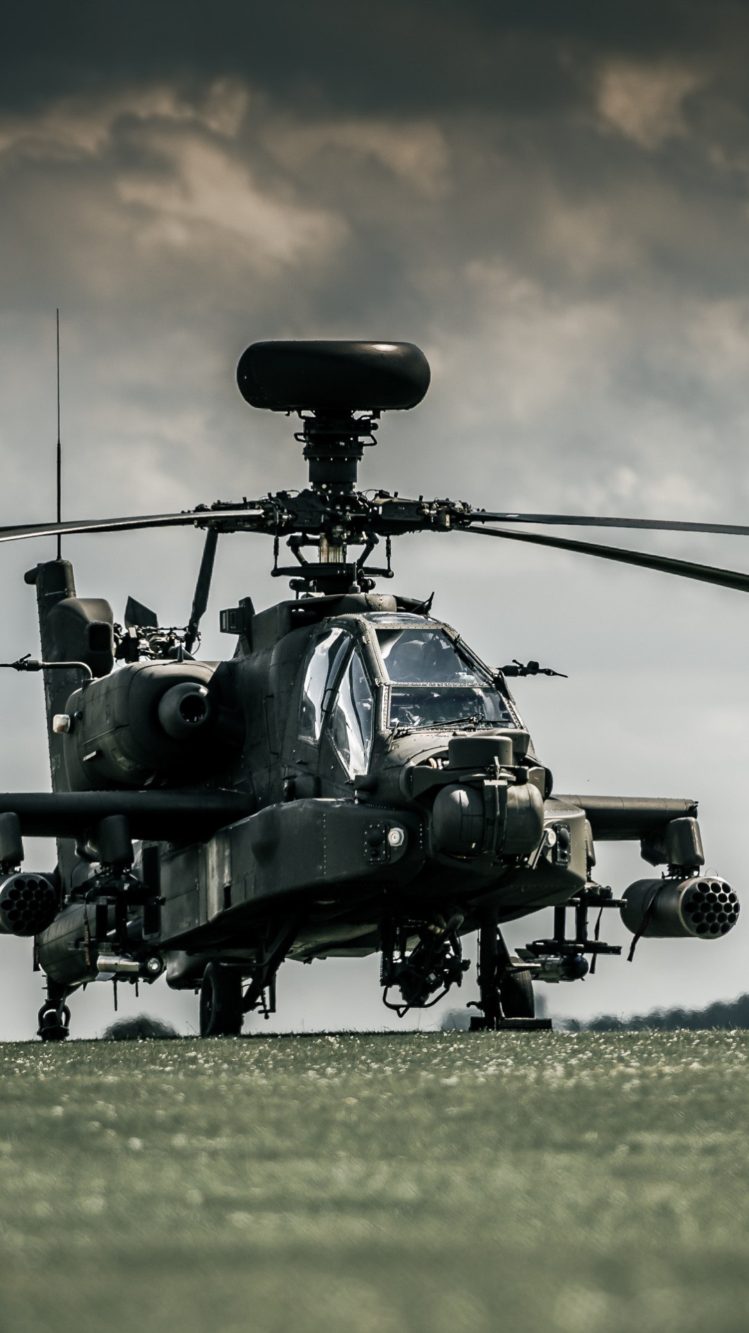 Wallpaper AH-64D Apache, attack helicopter, Royal Air Force, dark sky