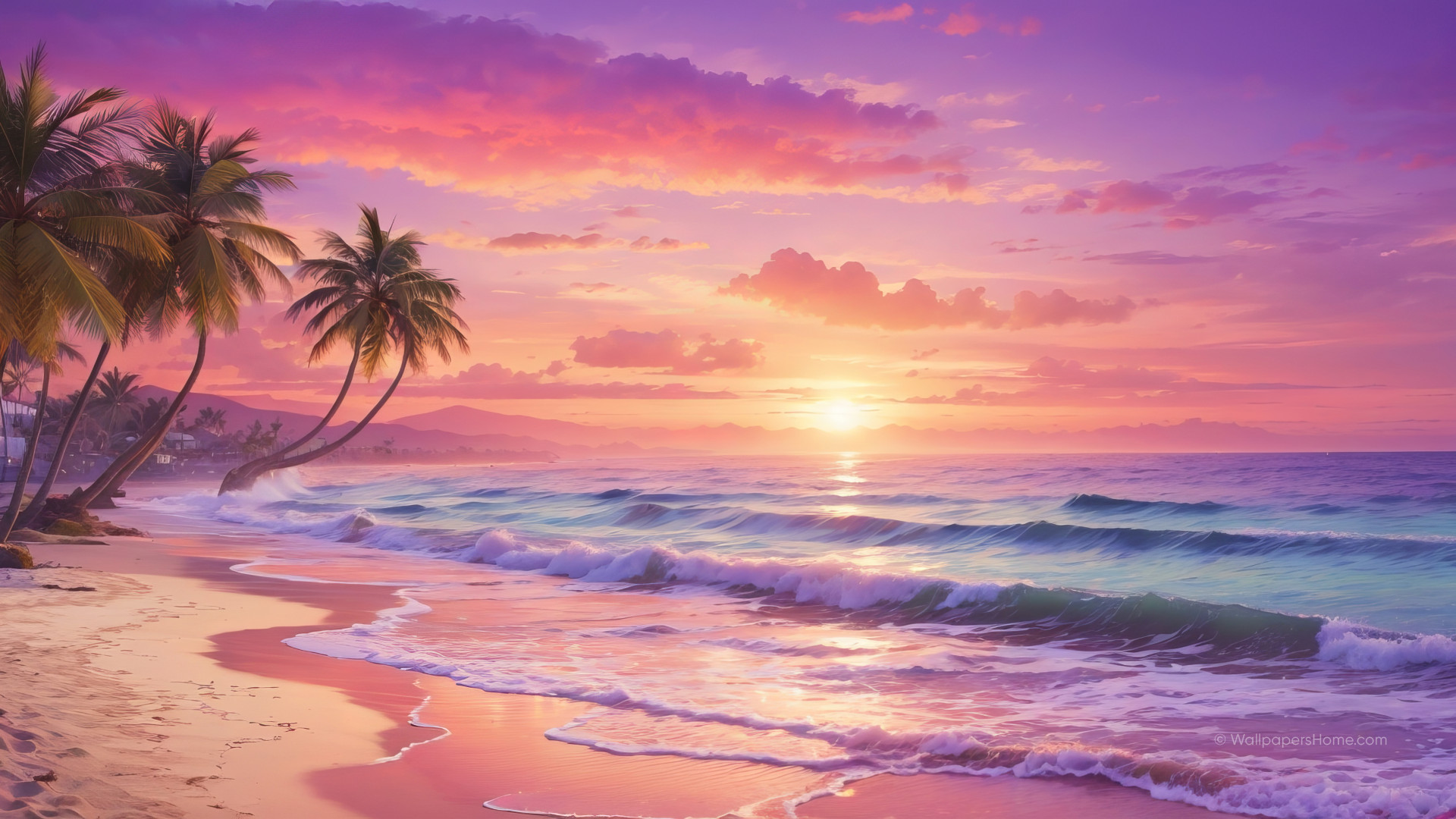 Wallpaper beach, sea, ocean, sunset, OS #25230