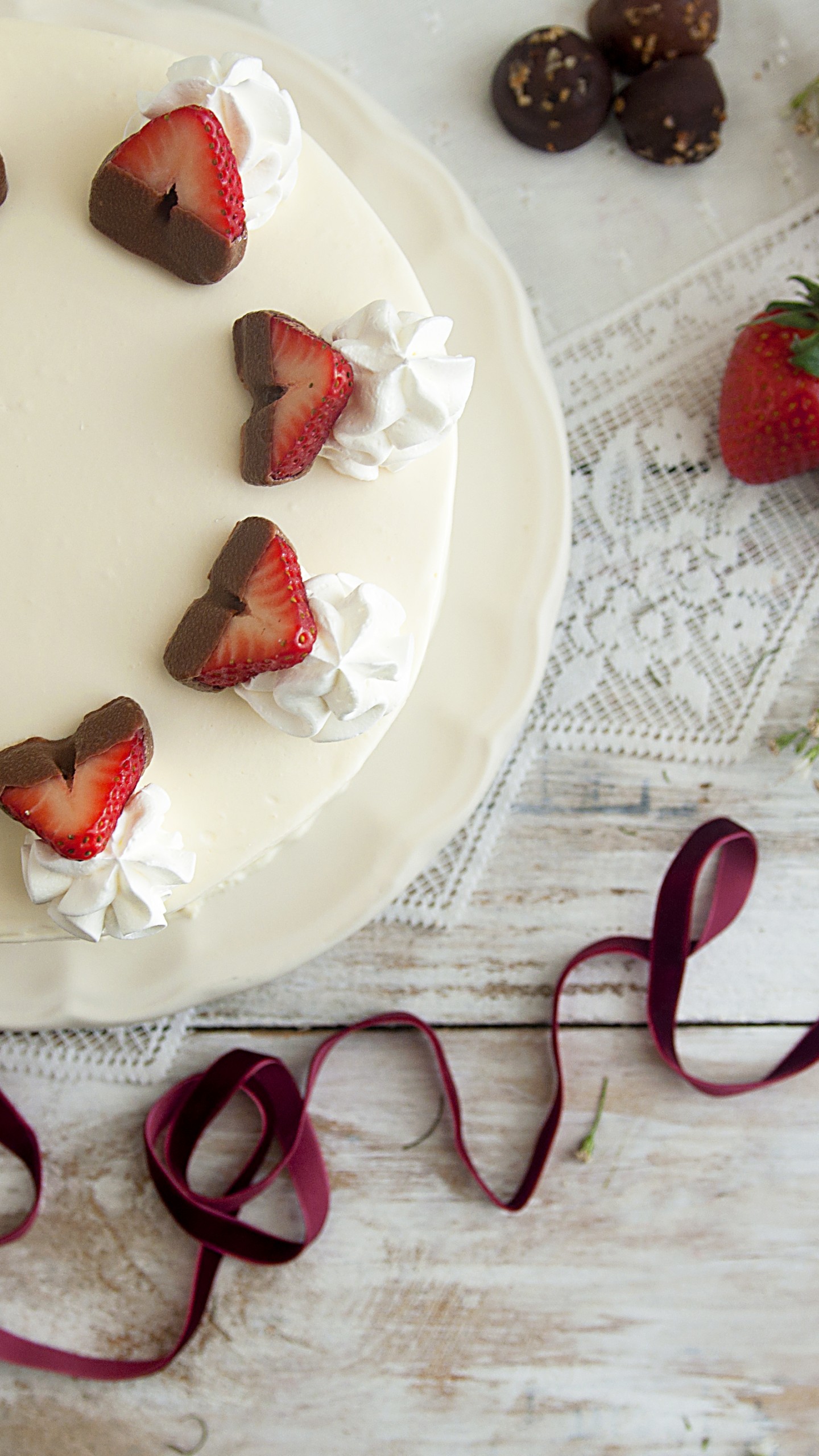 Wallpaper cake, love, cream, chocolate, strawberry, , Food #518