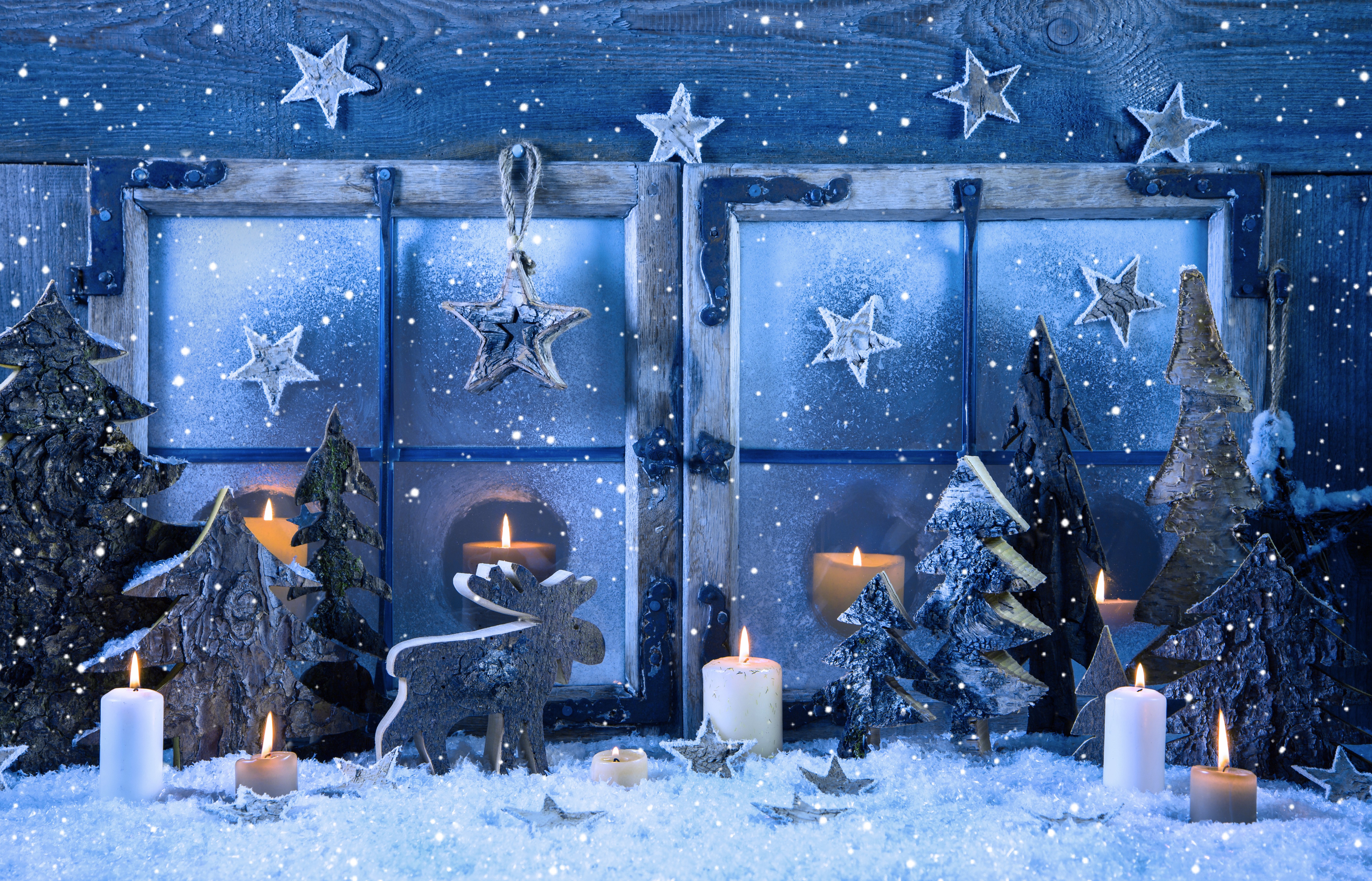 Wallpaper Christmas, New year, decorations, candle, snow 