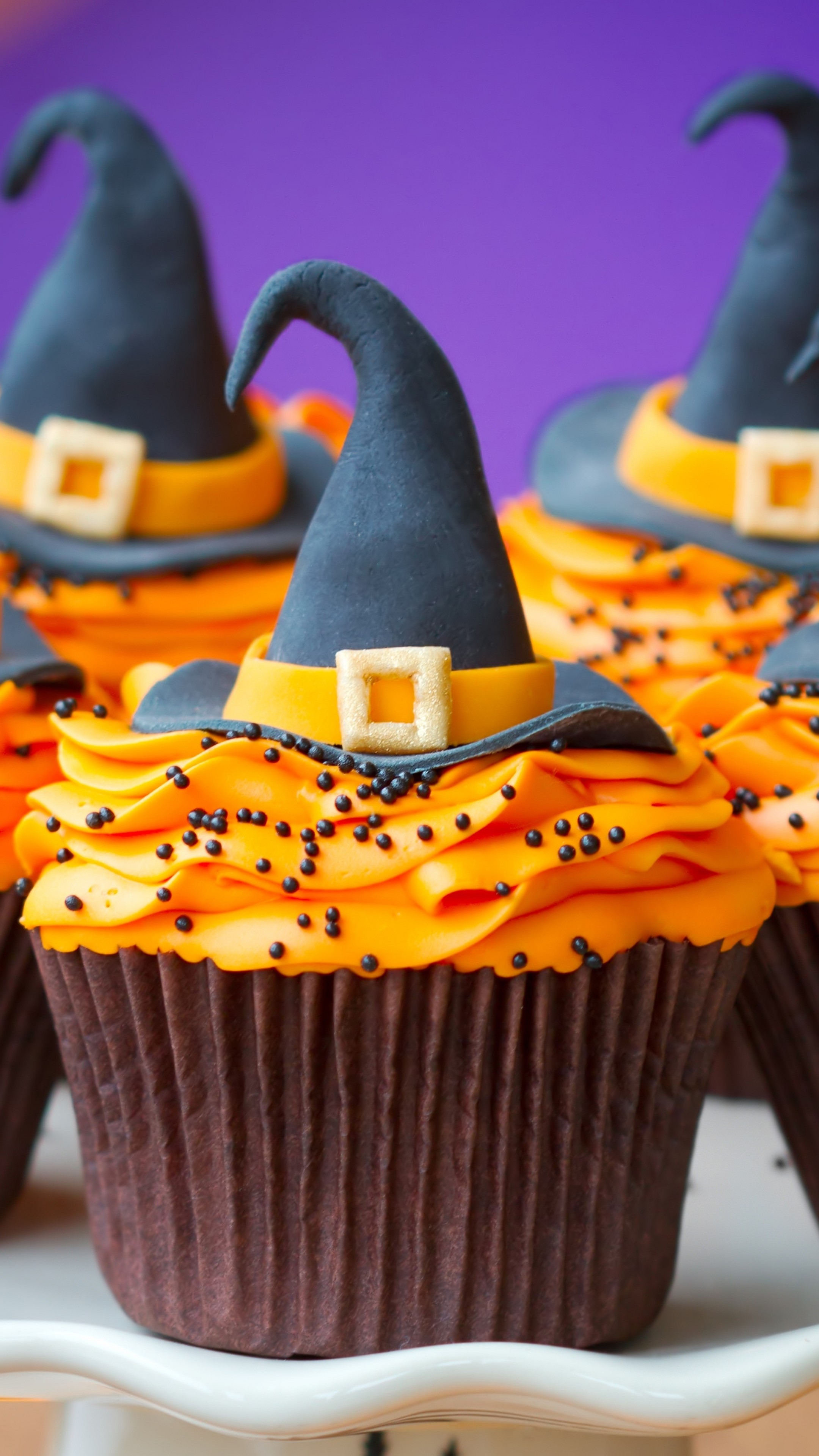 Wallpaper Cupcakes, Helloween, Witch Hats, desserts, pastries, cream ...