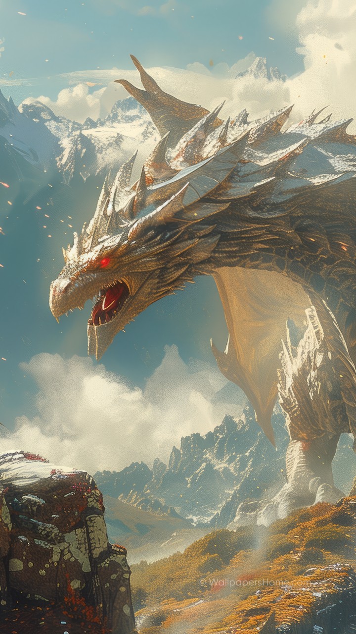 Wallpaper dragon, mountains, OS #26025