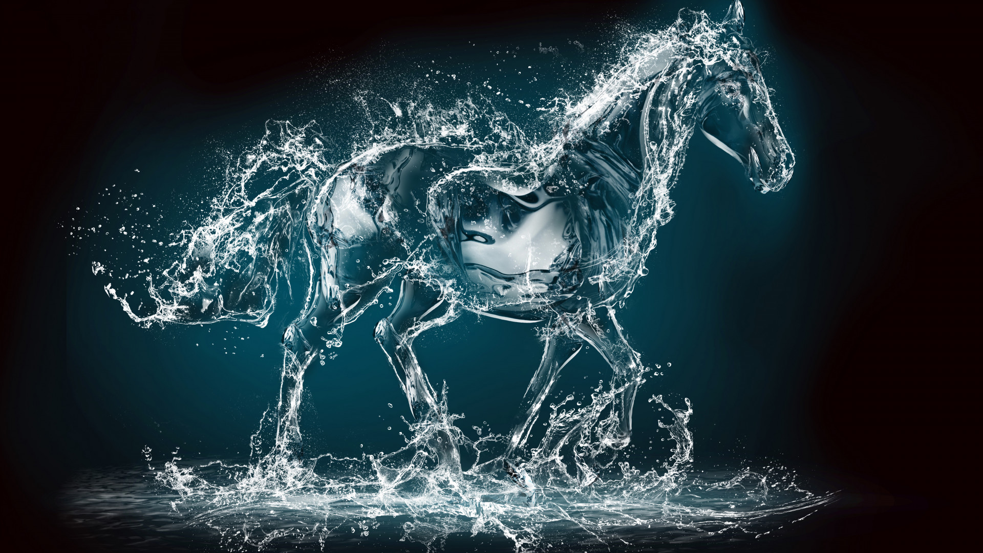 Wallpaper Horse, water, transparent, 10K, Art #18731