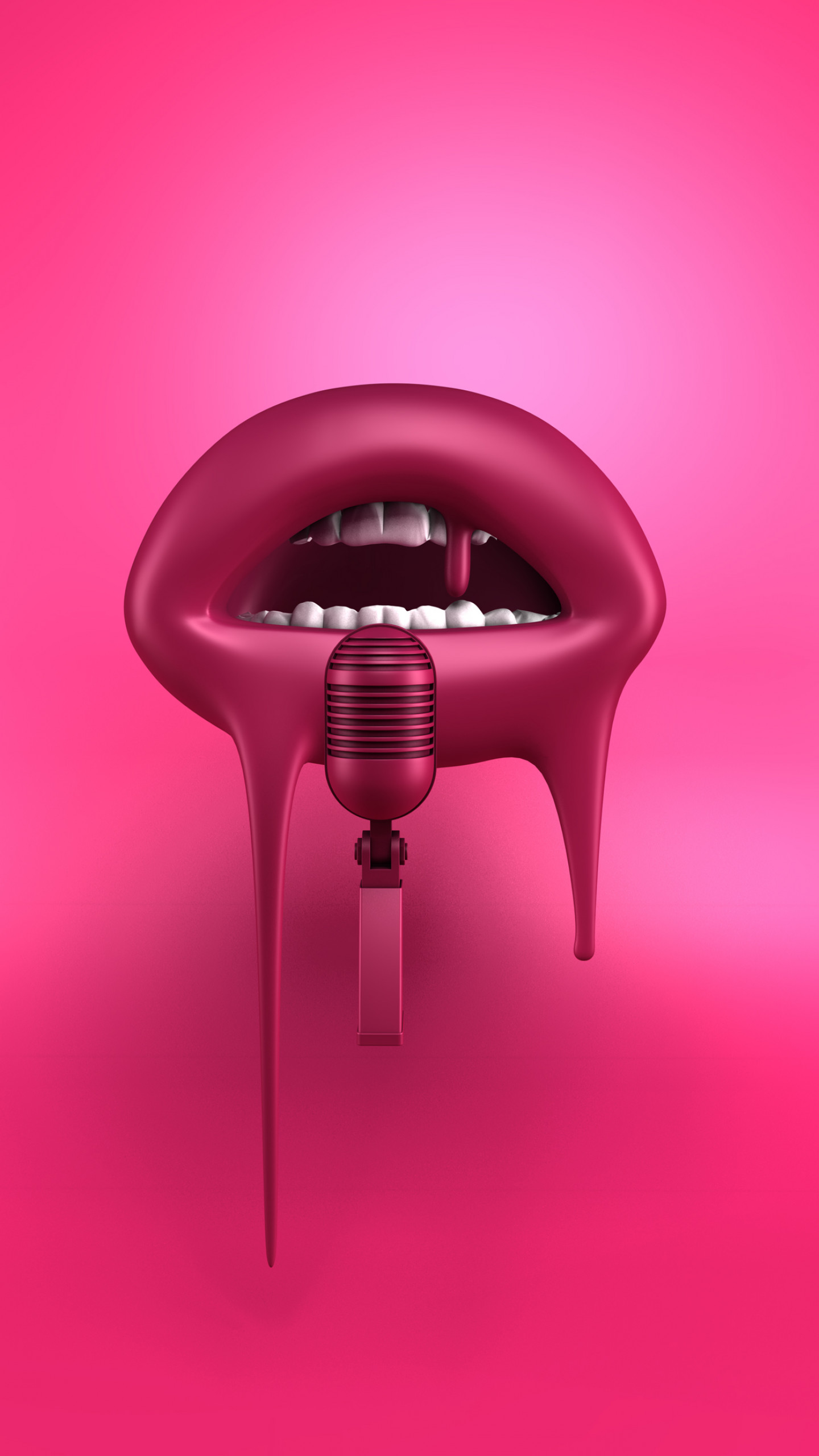 Wallpaper lips, 4k, HD wallpaper, red, microphone, abstract, 3D, OS #12619