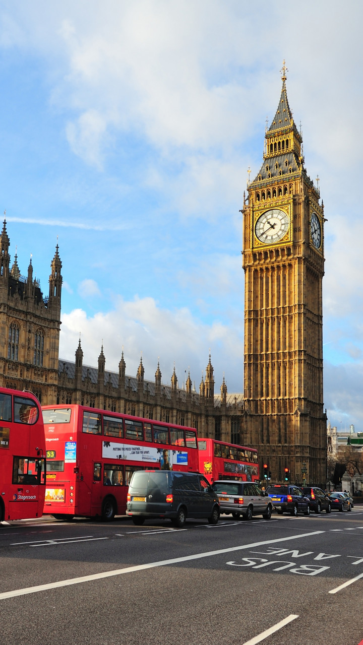 Wallpaper London, England, Big Ben, Westminster Abbey, city, bus