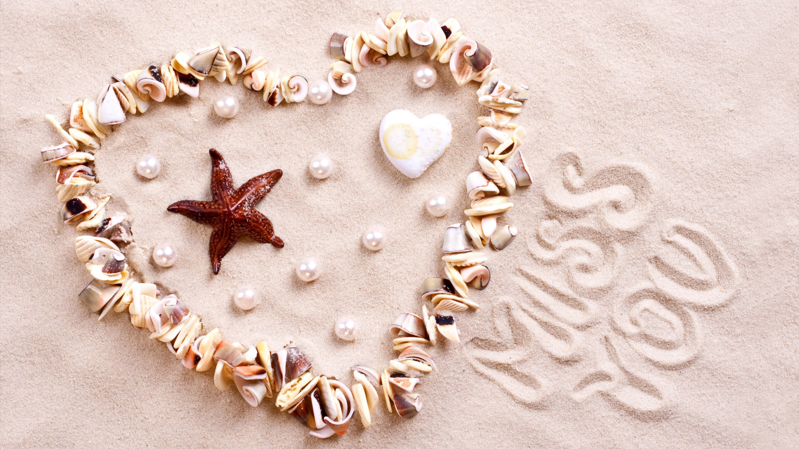 Stock Images love image, heart, starfish, shell, shore, 4k, Stock Images  #15304