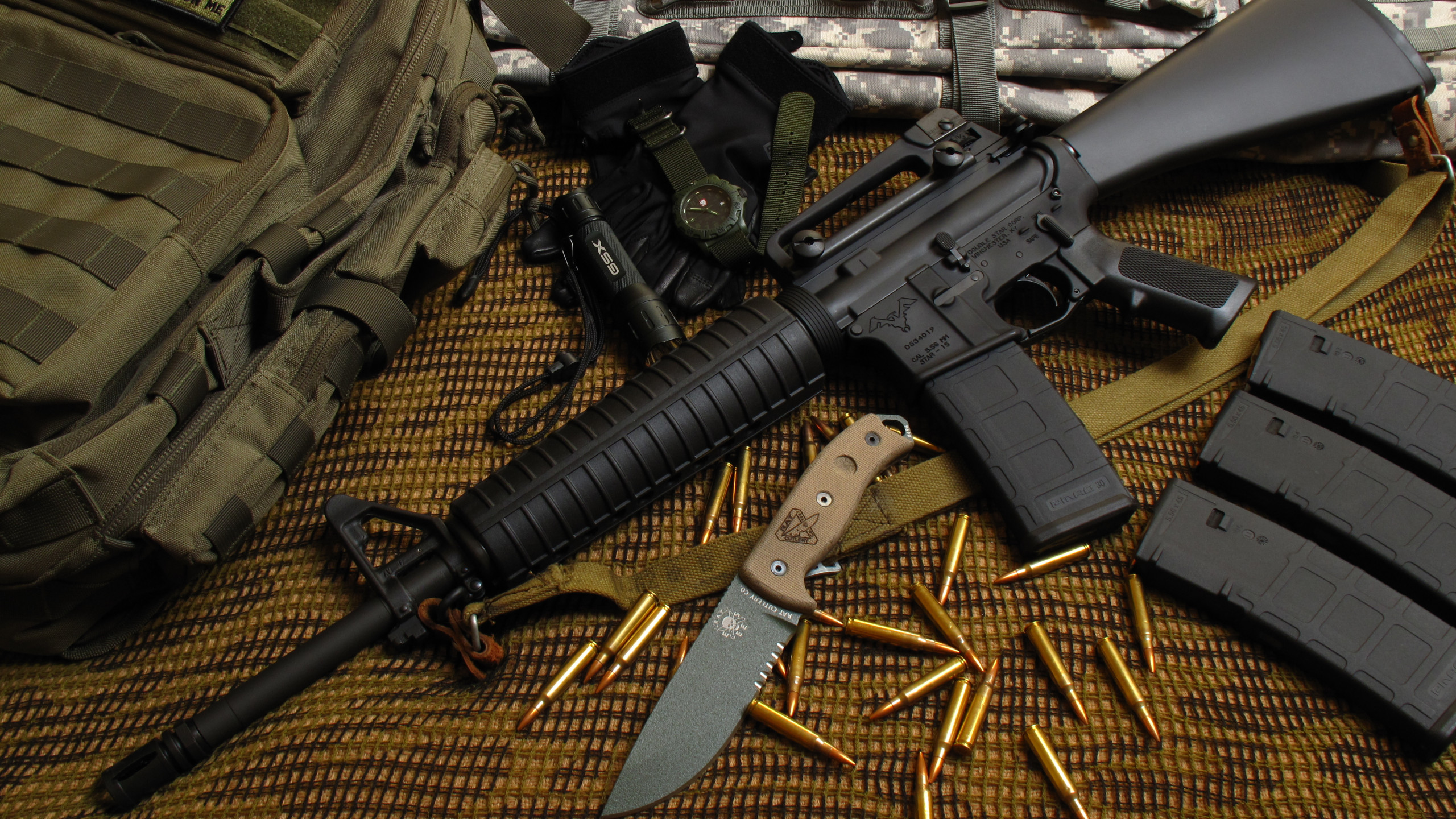 Wallpaper M16 rifle, M16A1, M4A1, U.S. Army, bullets, ammunition, camo