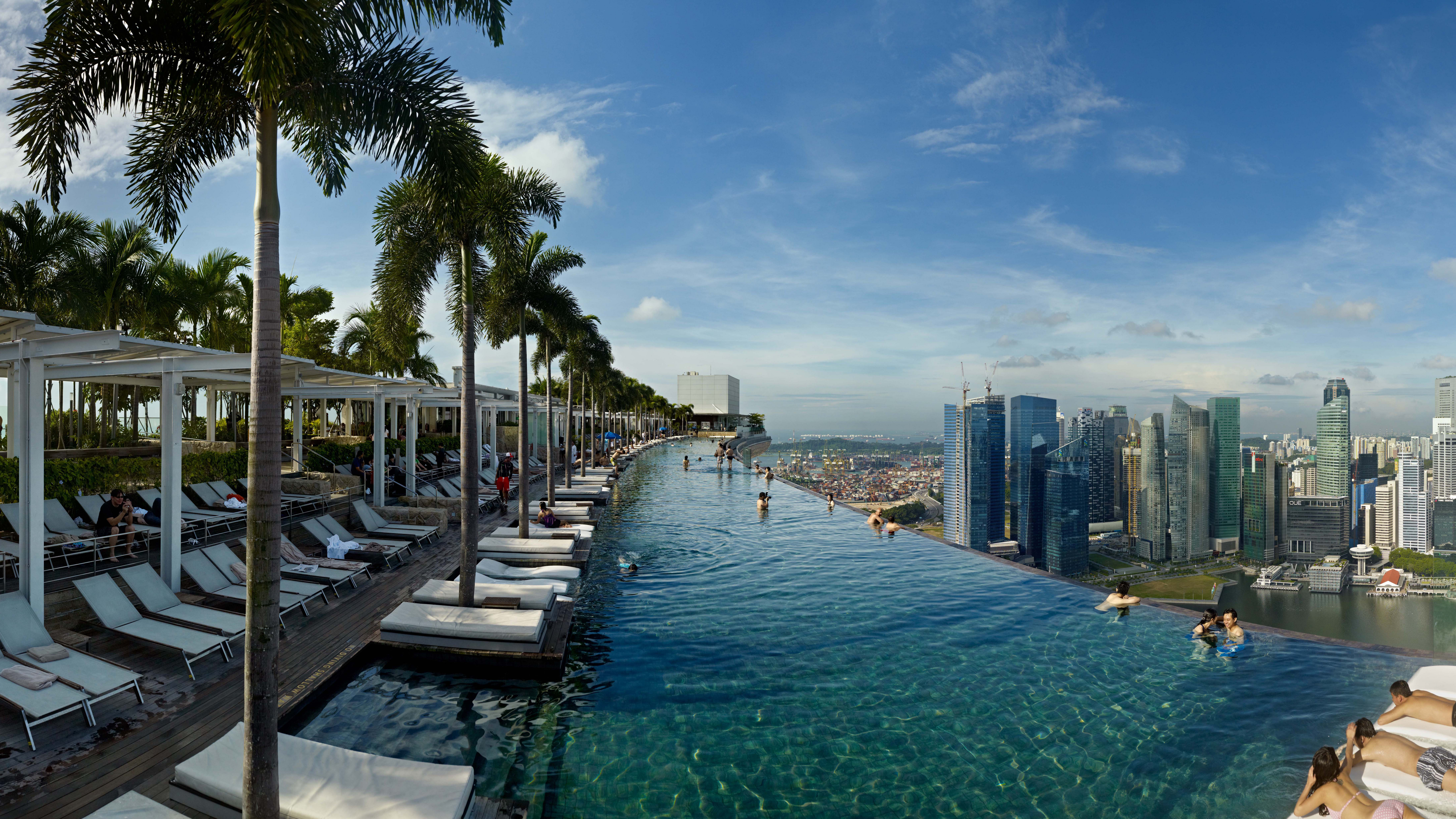 Wallpaper Marina Bay Sands, infinity pool, pool, hotel, travel, booking
