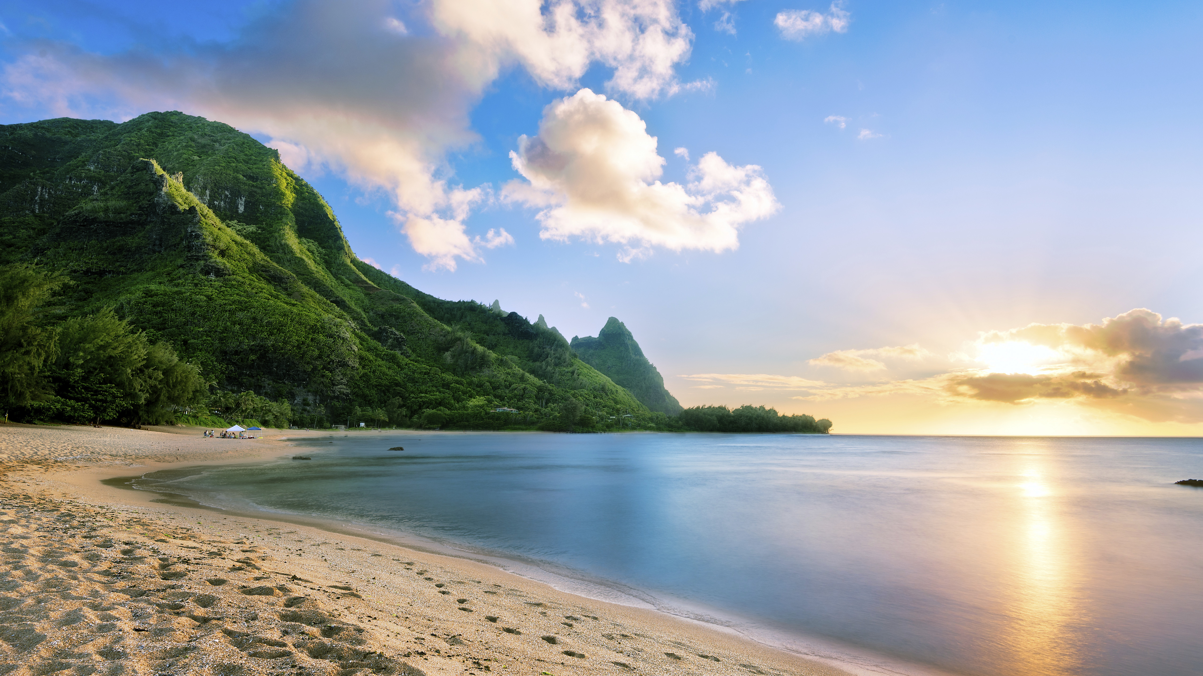 Scenic Beach With Footprints Leading Into The Ocean Background, Hawaii Beach  Picture Free Background Image And Wallpaper for Free Download