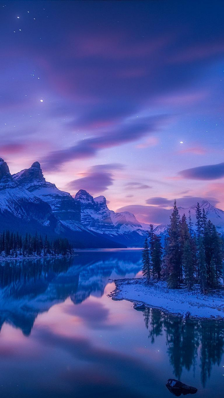 Wallpaper mountains, river, lake, winter, snow, night, HD, Nature #23277