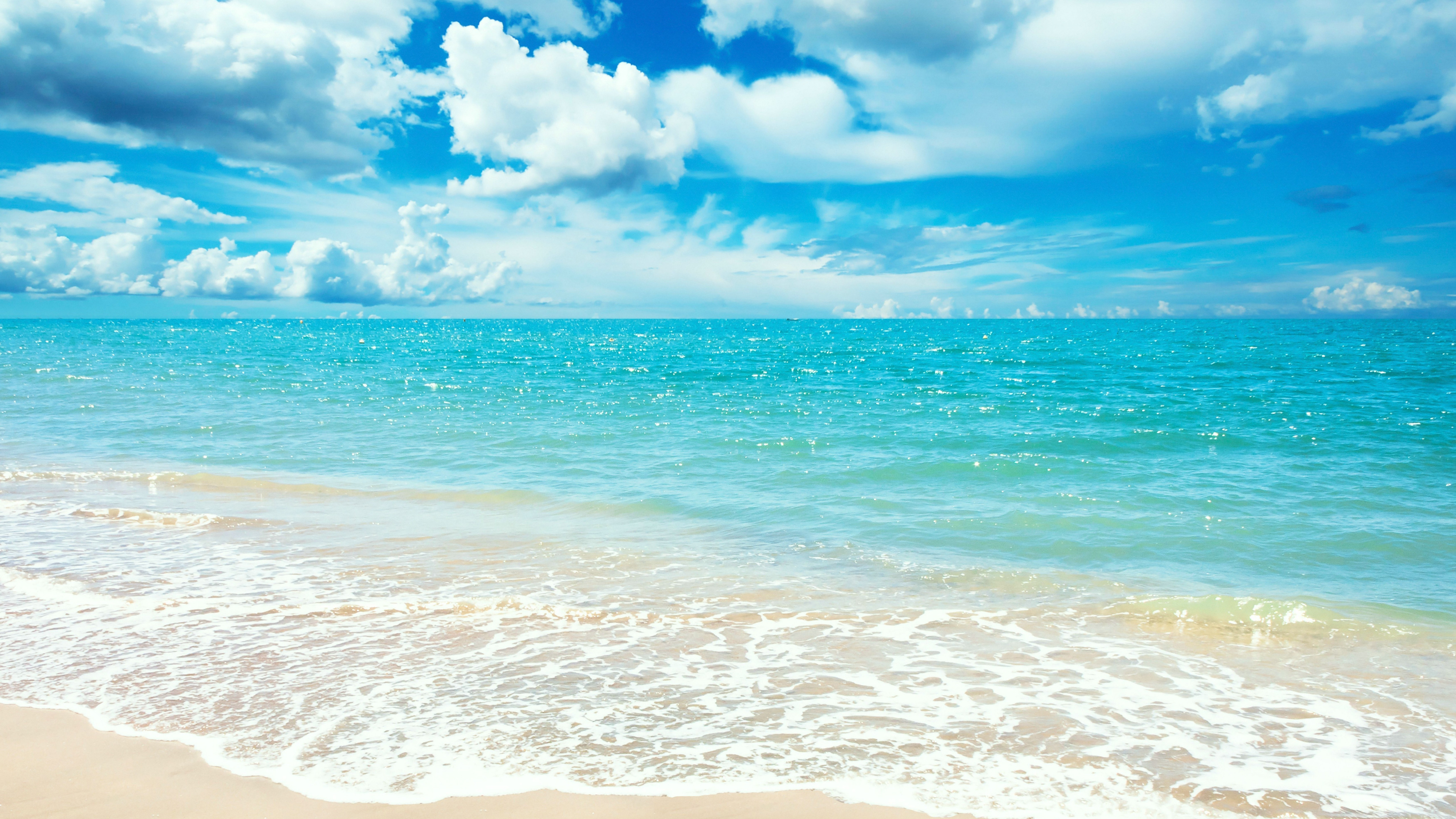 Wallpaper Ocean, 5k, 4k wallpaper, 8k, shore, beach, clouds, sky, OS #5518