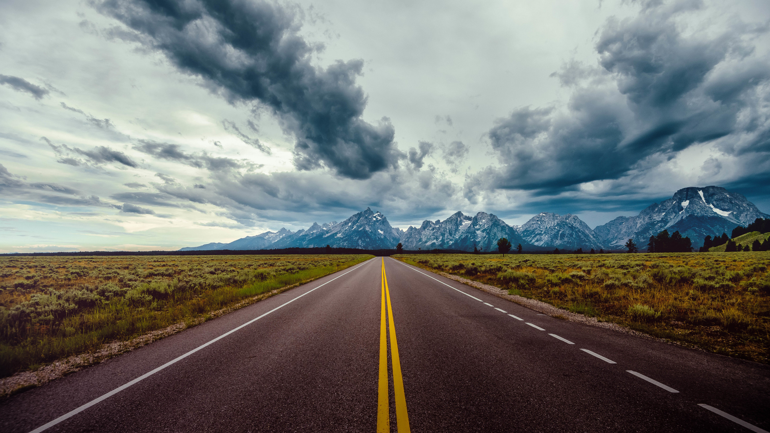wallpaper road sky clouds mountains  nature