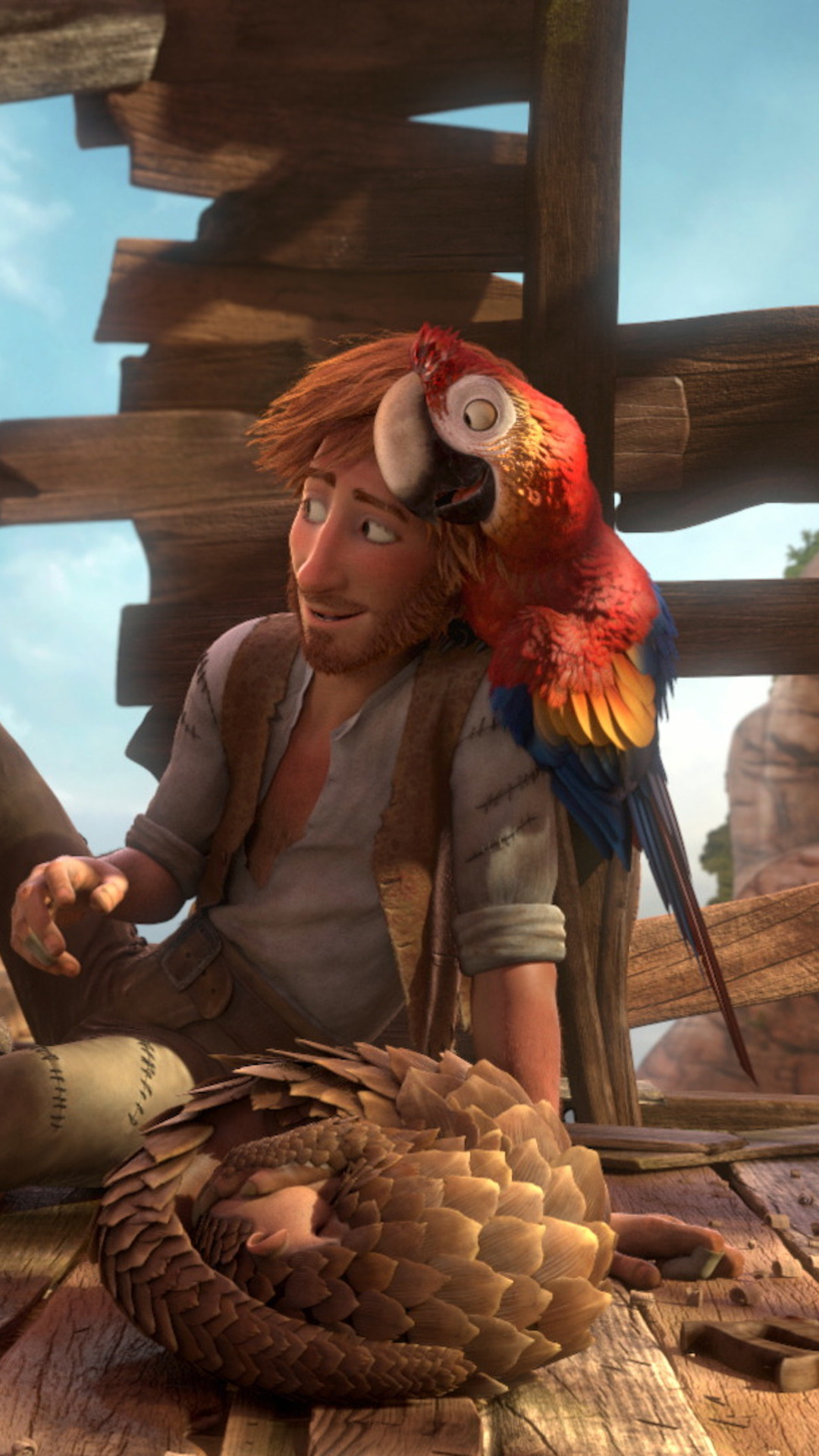 Wallpaper Robinson Crusoe, parrot, goat, Hedgehog, Best Animation