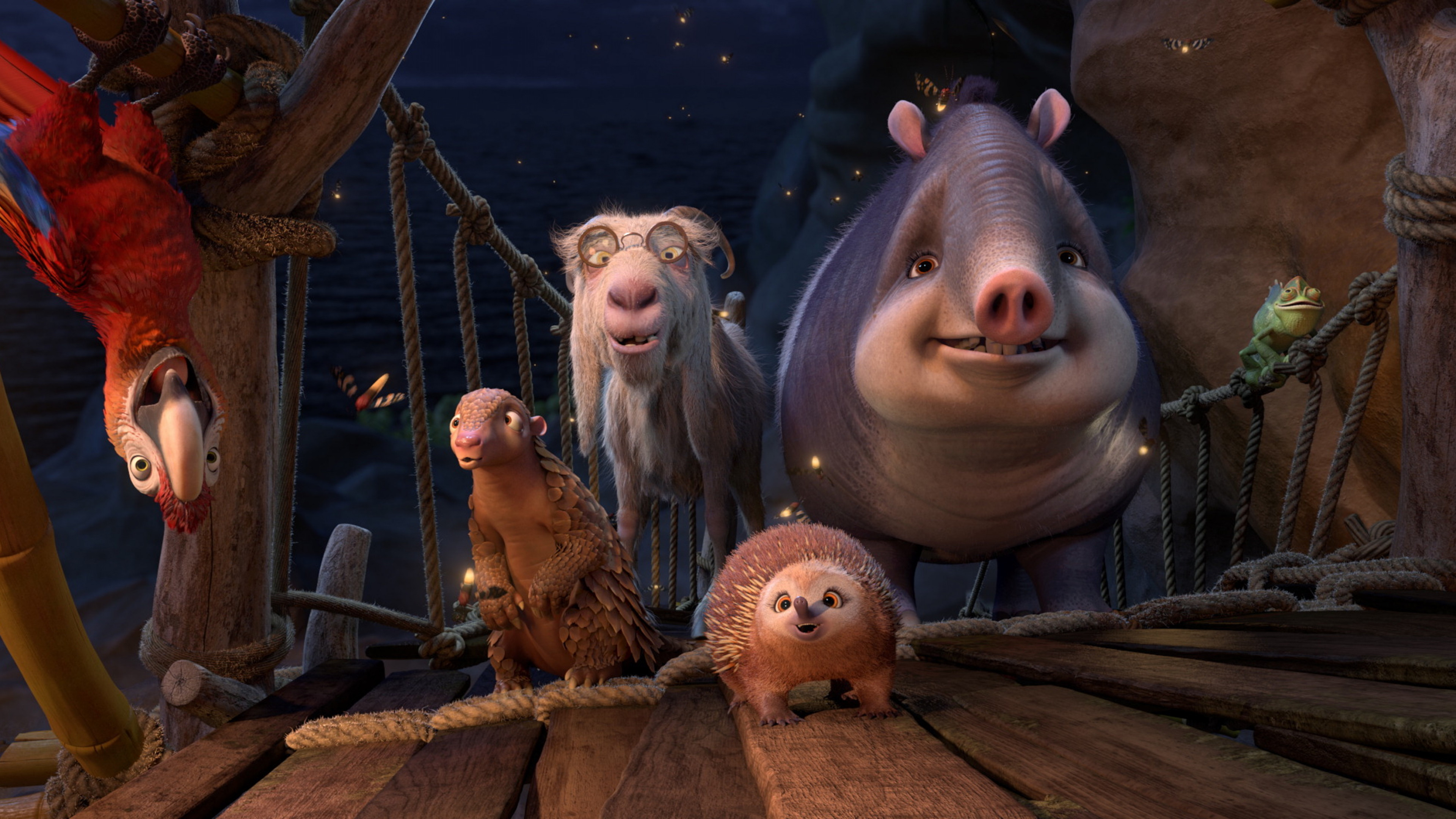 Wallpaper Robinson Crusoe, parrot, goat, Hedgehog, Best Animation