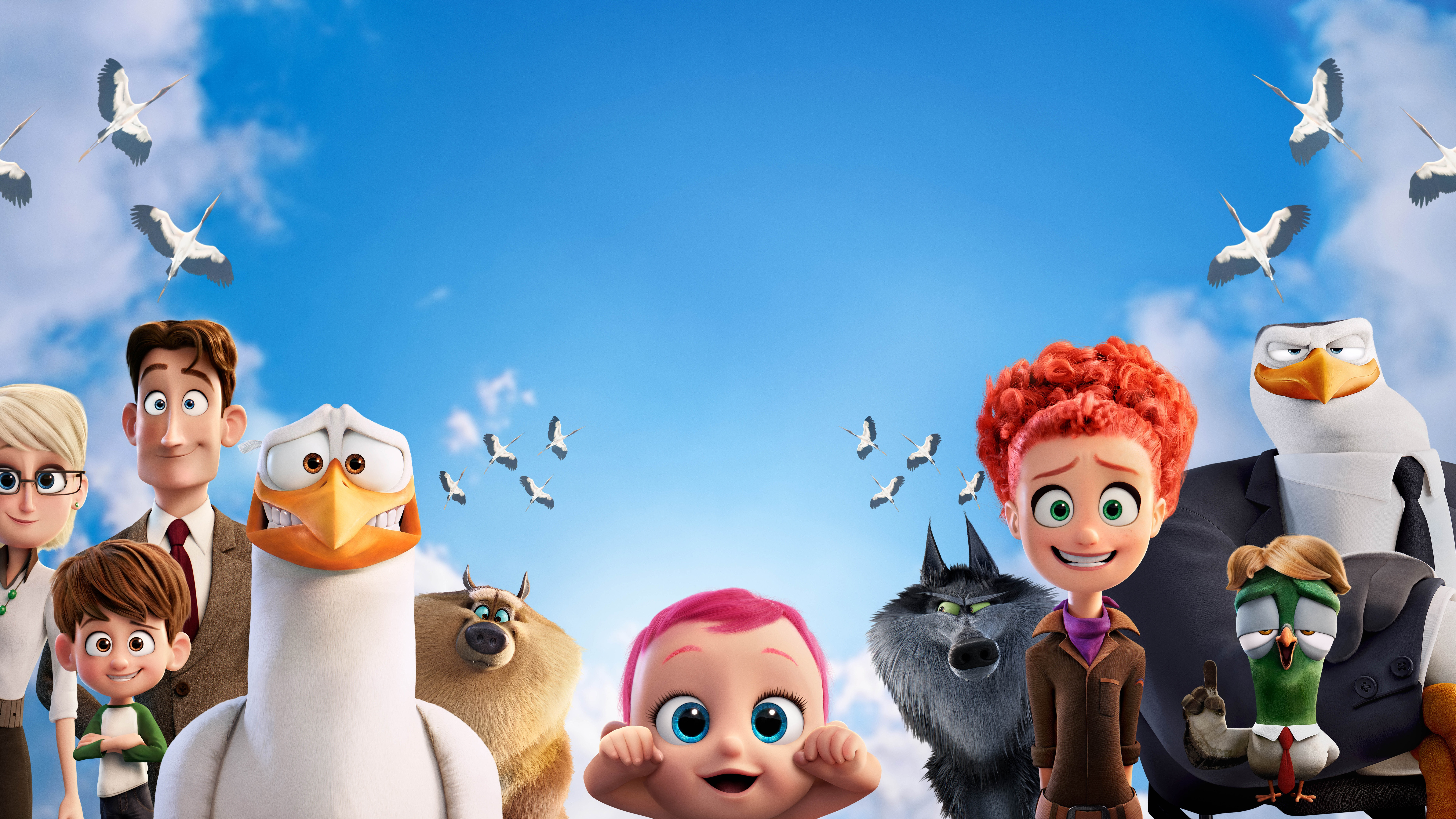 Wallpaper Storks, baby, eagle, wolf, best animation movies of 2016