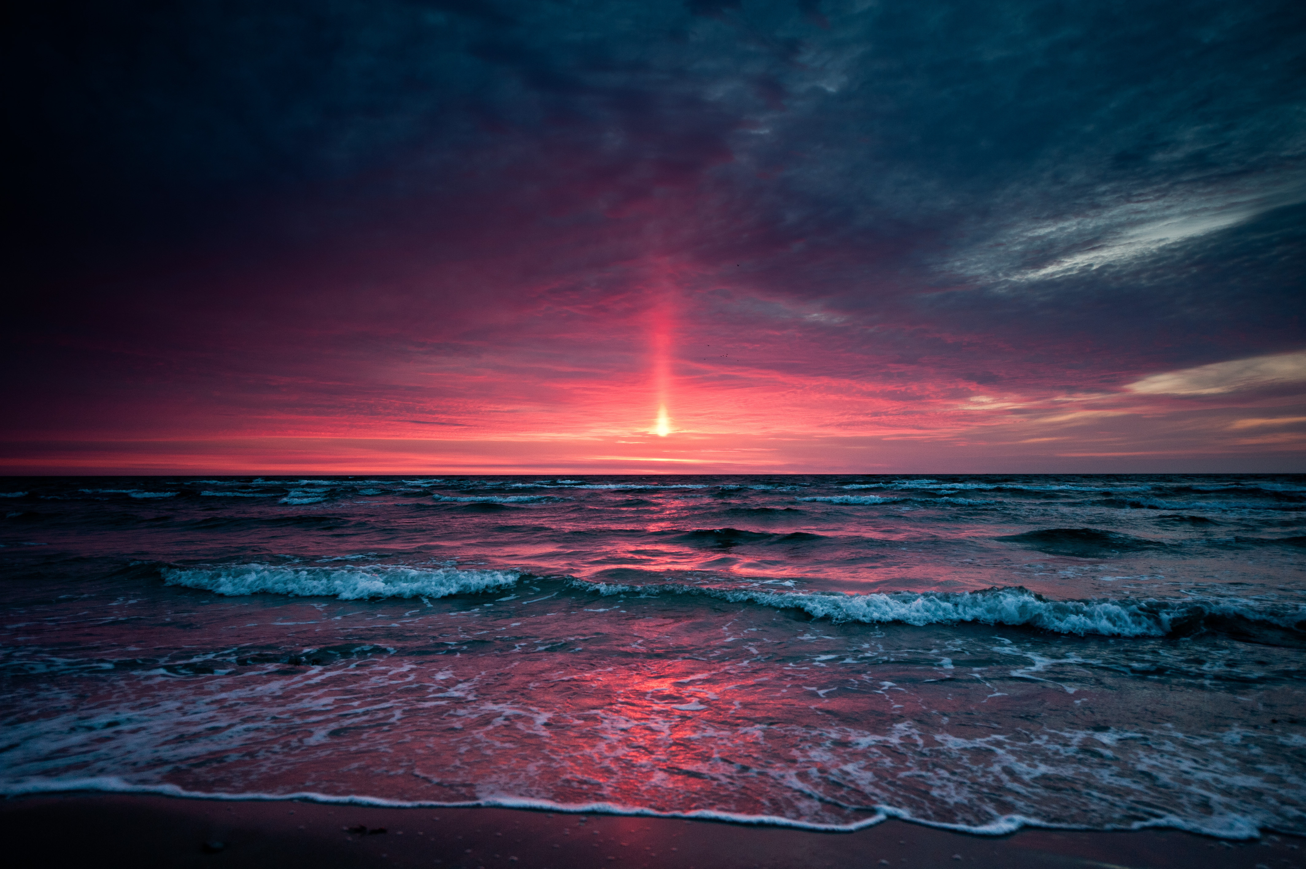 Wallpaper Sunset, Ocean, Beach, 4K, Nature #16129