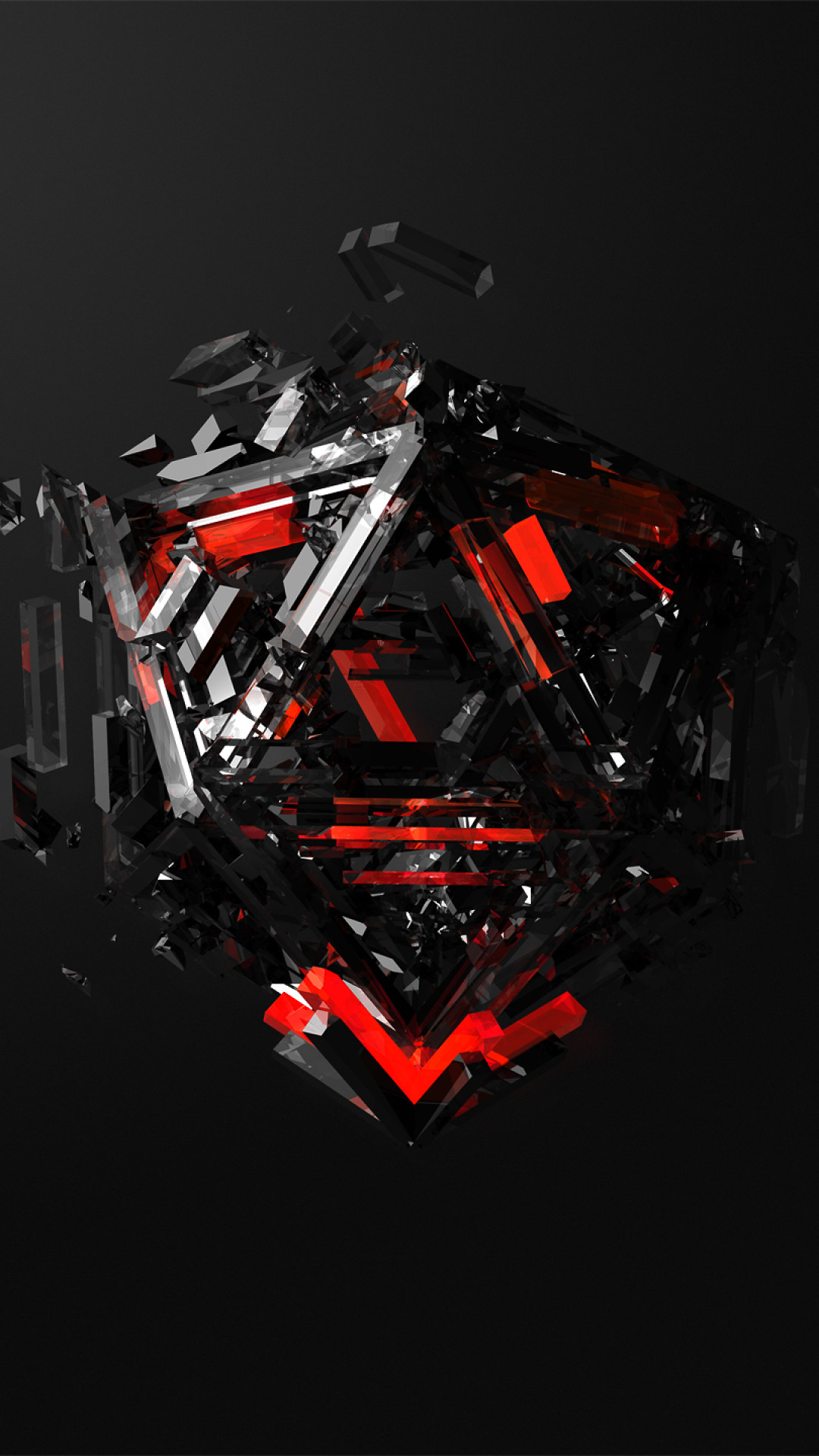 Wallpaper triangles, 3D, red, black, HD, Abstract #16371