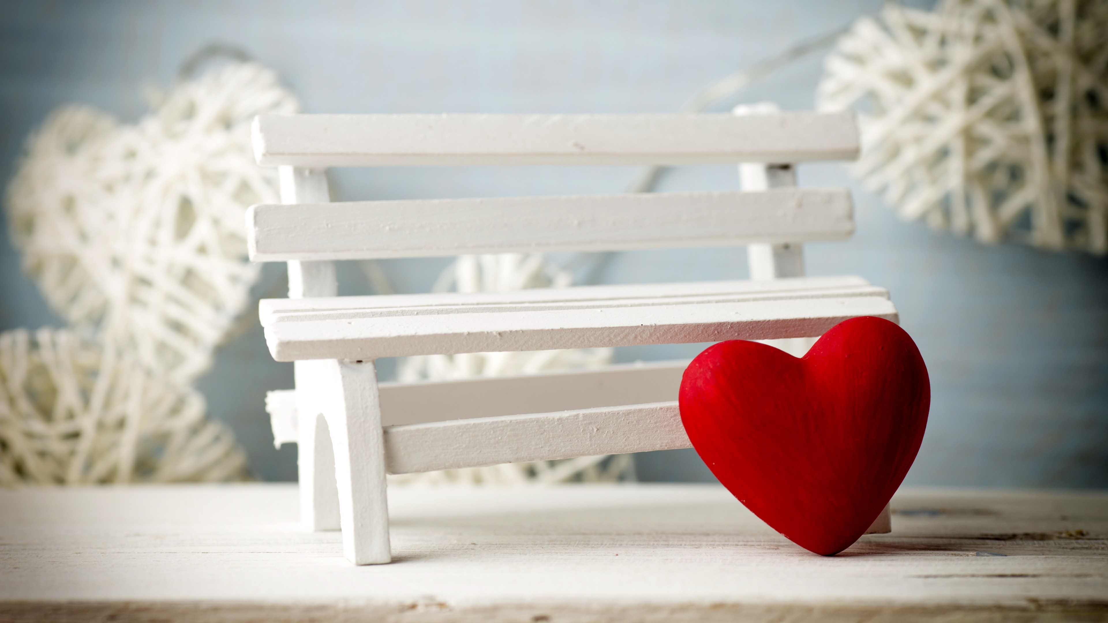 Wallpaper Valentine's Day, heart, decorations, romantic, love, bench