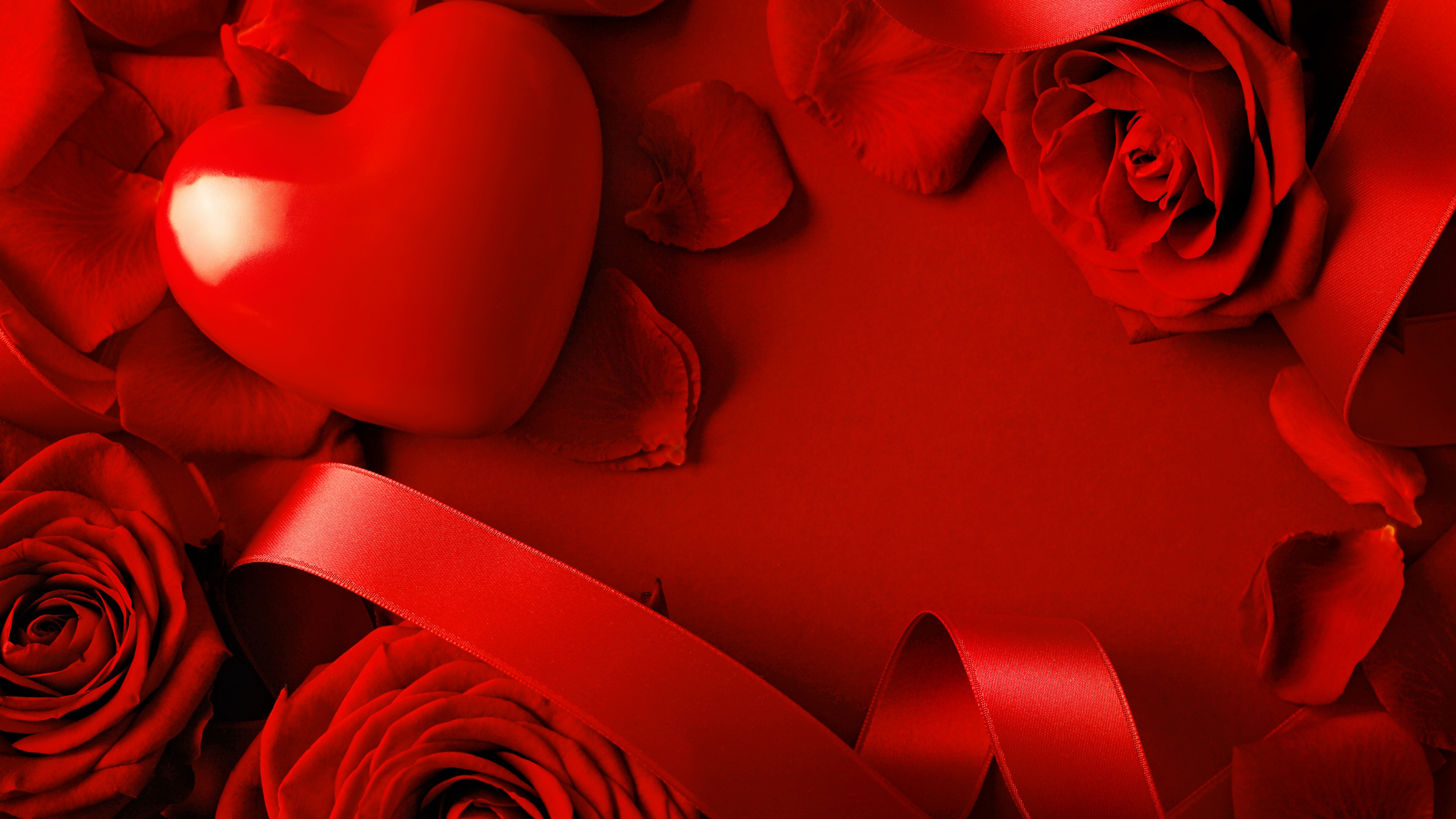 Wallpaper Valentine's Day, Heart, Rose, red, ribbon, romantic, love,  Holidays #8487