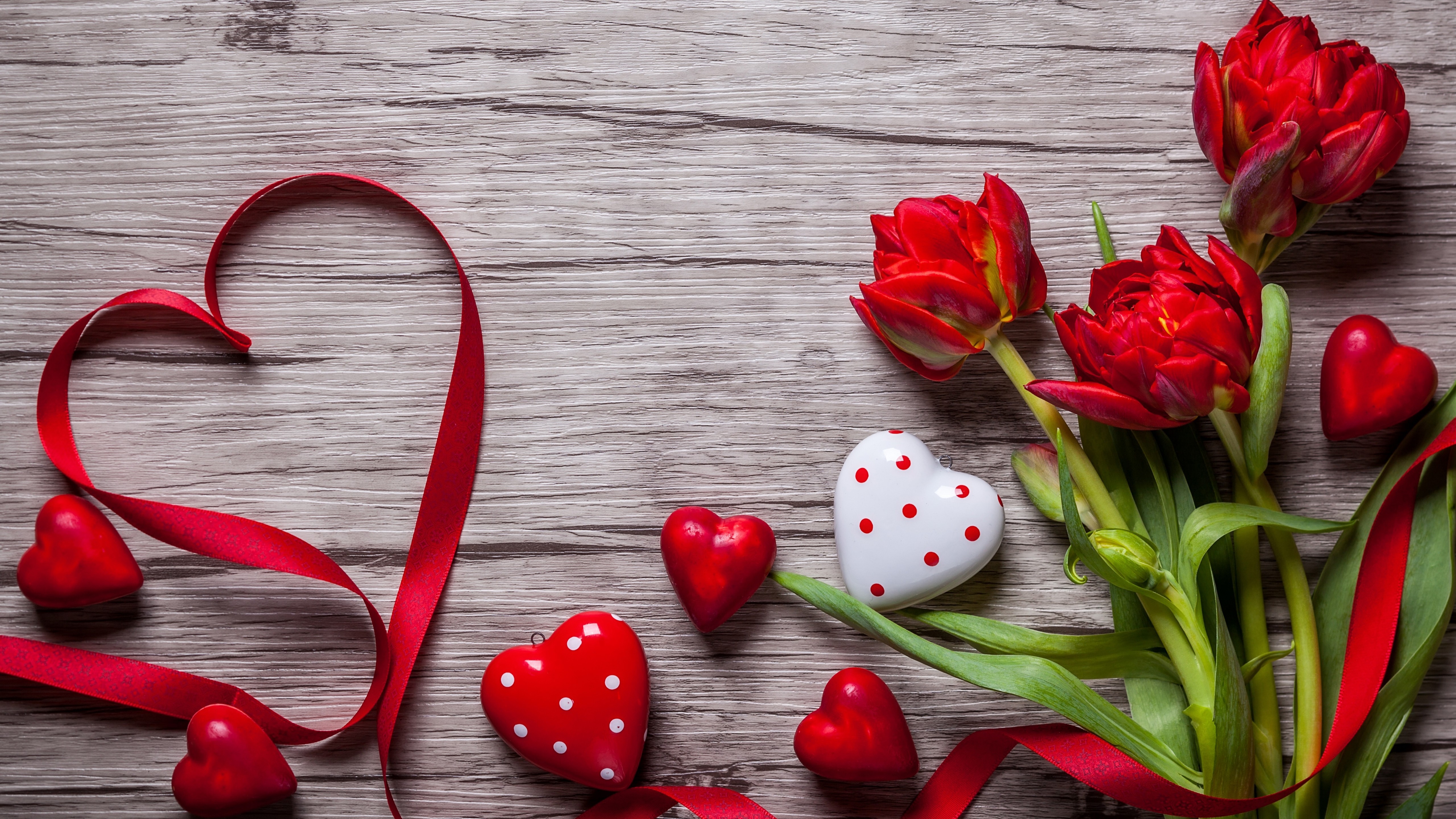 Wallpaper Valentine's Day, love image, heart, flowers, tulips, 5k