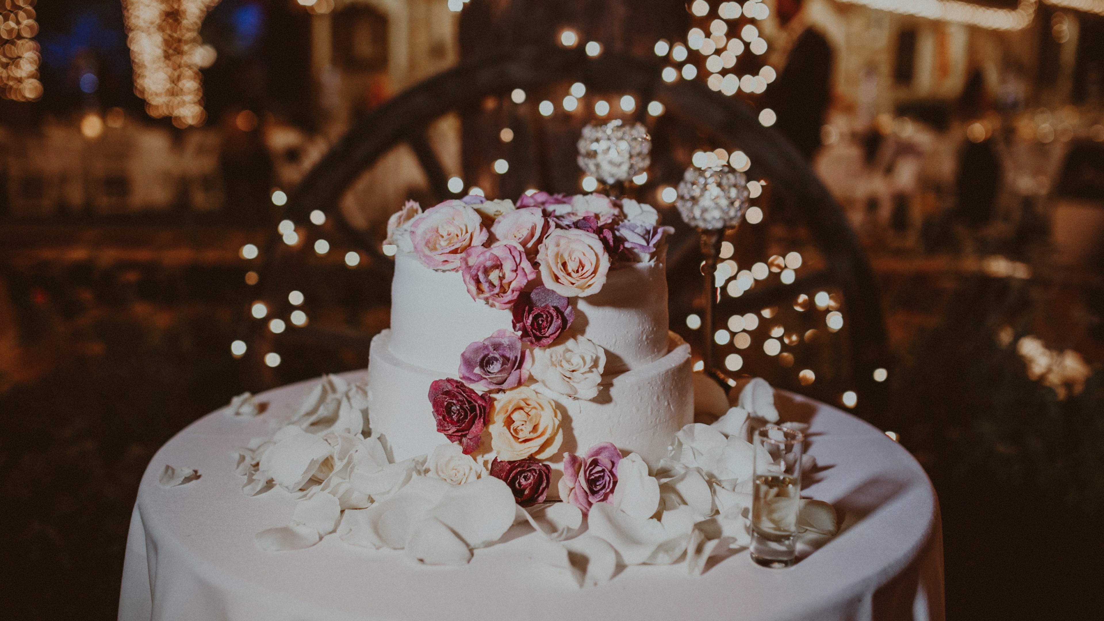 Wallpaper wedding cake, flowers, 4k, Food #14964
