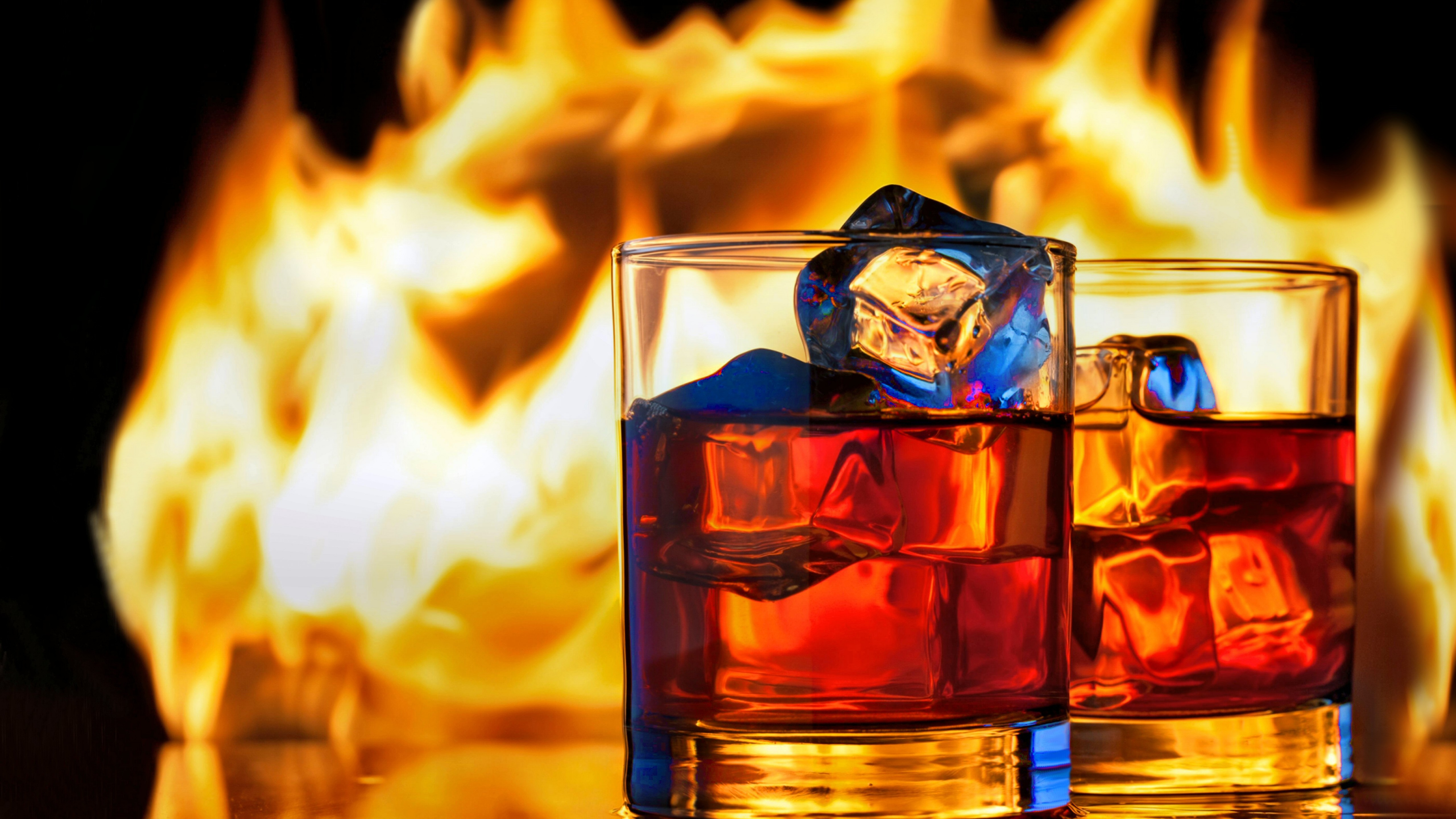 Wallpaper whiskey, fire, ice, 5k, Food #16045