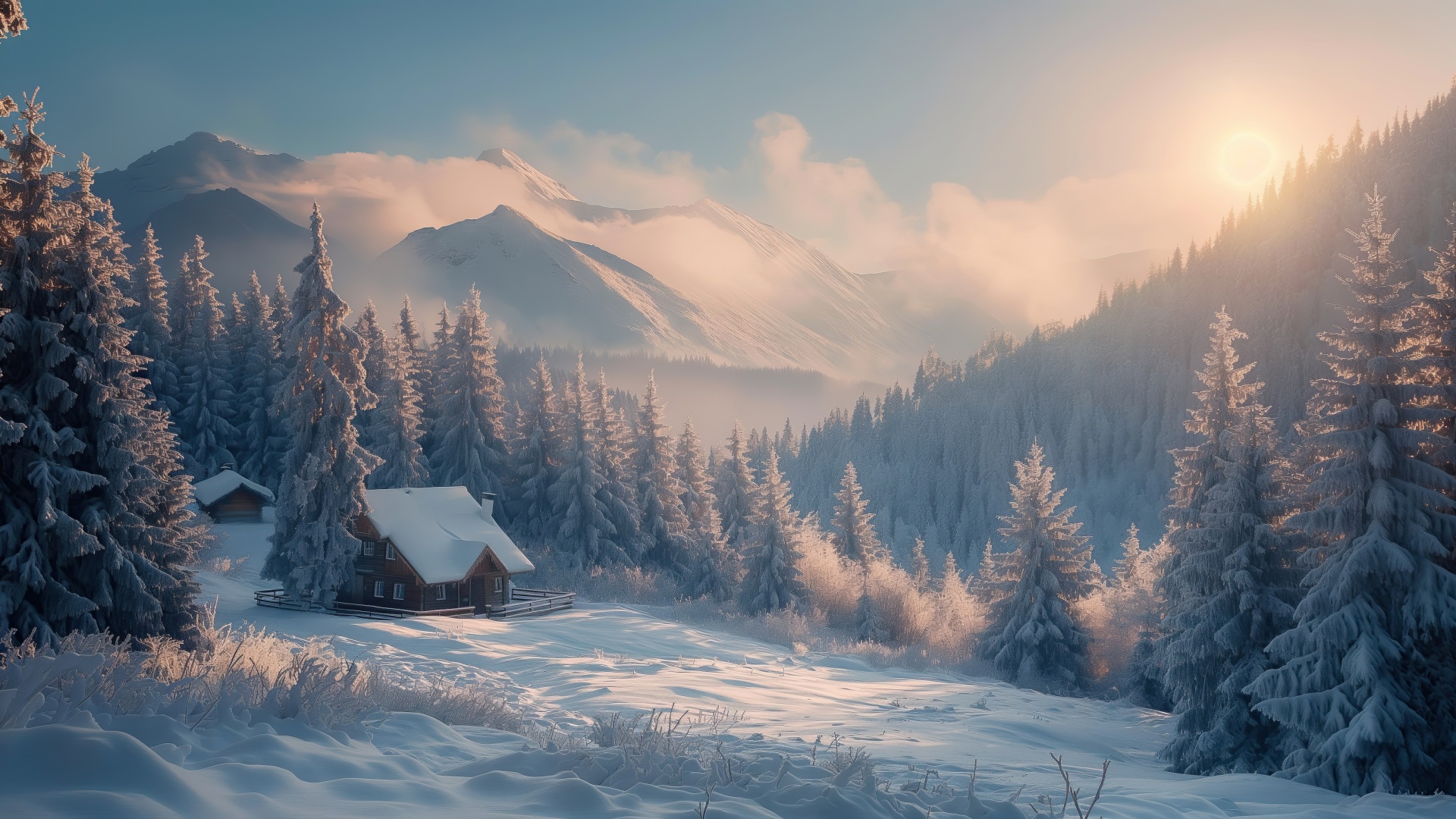 Winter Forest Wallpaper 4k Tranquil Ambiance Sunlight Filtering